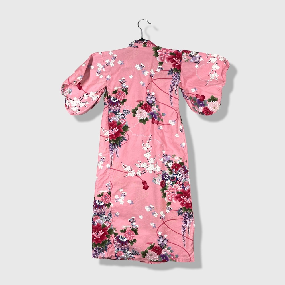 From Fire Kimono Robe Womens XS Pink Garden Bird Floral Satin Lounge No Belt - Picture 4 of 7